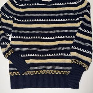 LOFT womens Sweater in Navy and Yellow Stripes
